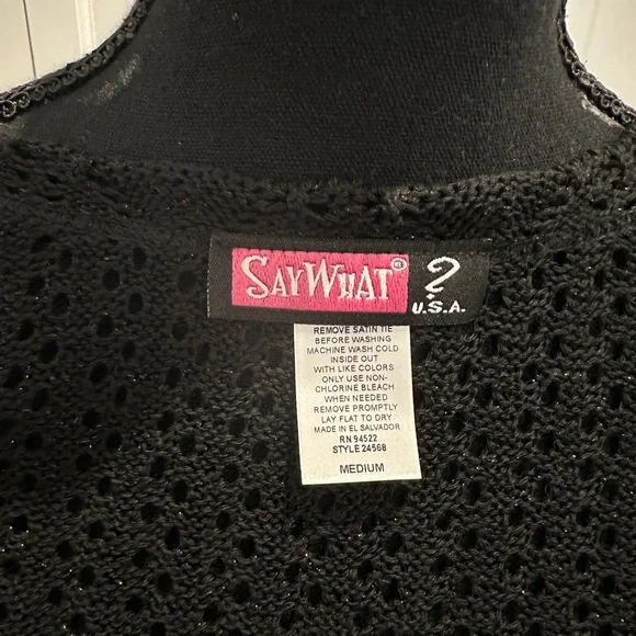 Black Knit Cropped Sparkly Sweater - Picture 6 of 6